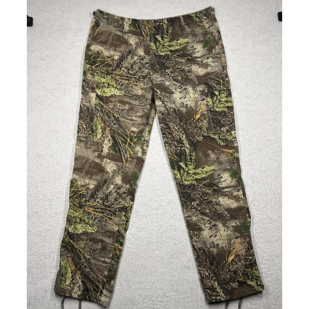 Cabelas Real Tree Hunting Pants Cargo Camo Ankle Ties Men's Size 44x35 Tall